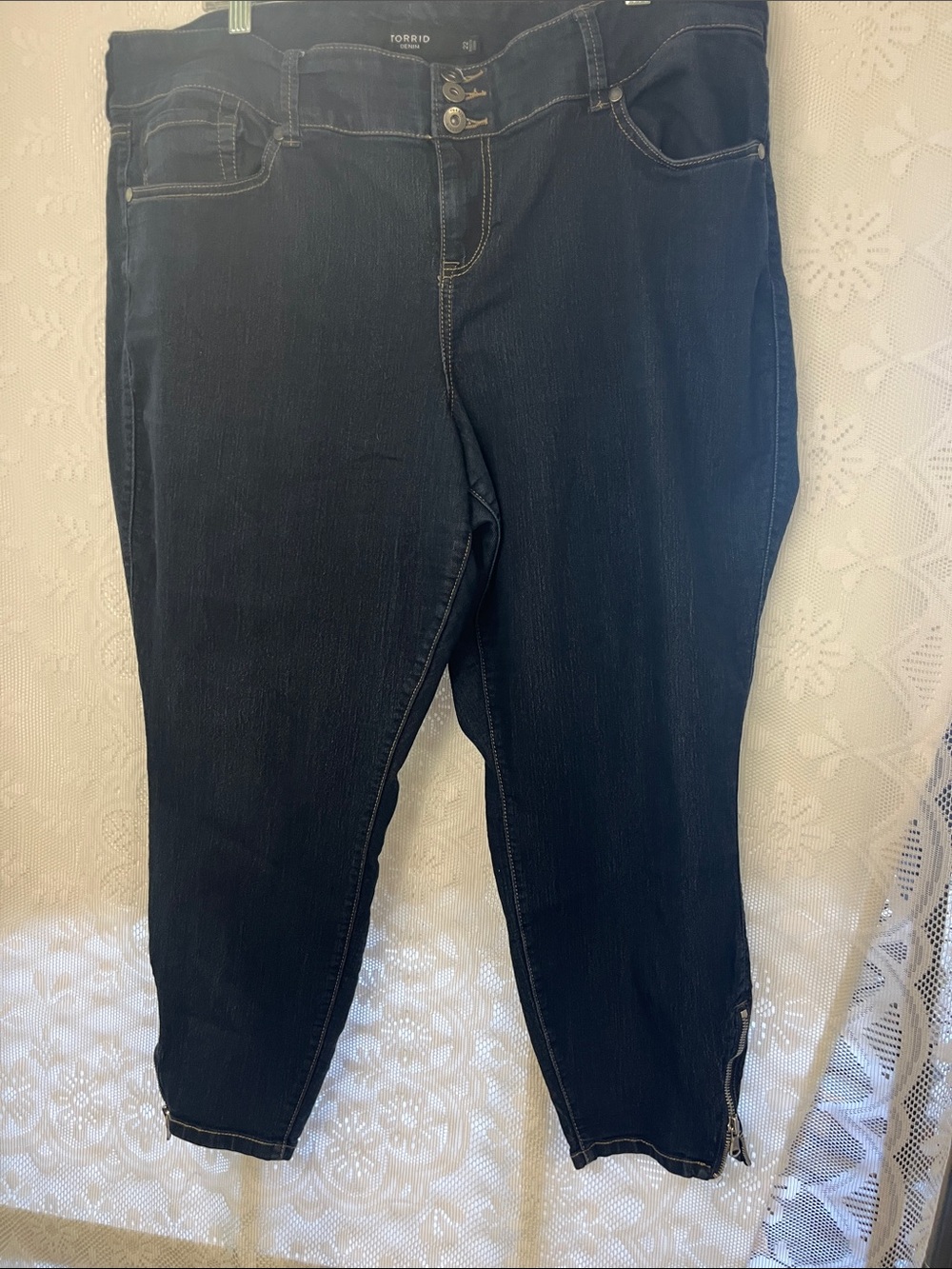 torrid Black Ankle Skinny Jeans with Zip Hem 22